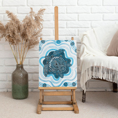 Prostate Cancer Support Canvas Wall Art Warrior Ribbon Turtle Dot Art Pattern
