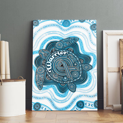 Prostate Cancer Support Canvas Wall Art Warrior Ribbon Turtle Dot Art Pattern