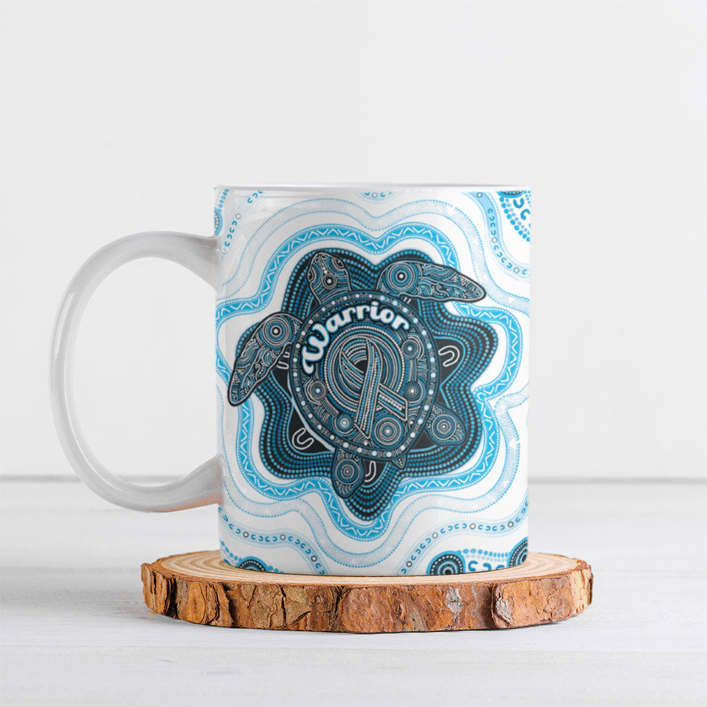 Personalised Prostate Cancer Support Ceramic Mug Warrior Ribbon Turtle Dot Art Pattern