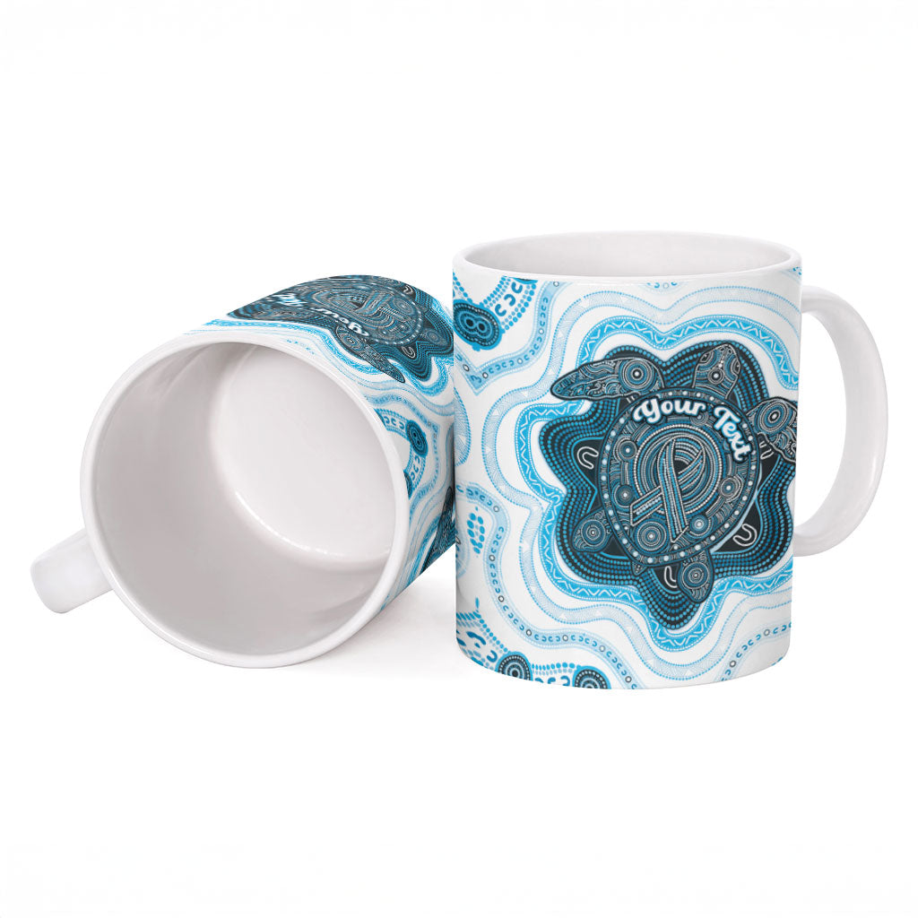Personalised Prostate Cancer Support Ceramic Mug Warrior Ribbon Turtle Dot Art Pattern