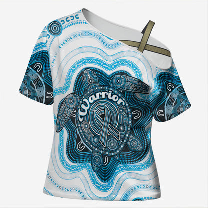 Personalised Prostate Cancer Support Cross Shoulder Shirt Warrior Ribbon Turtle Dot Art Pattern