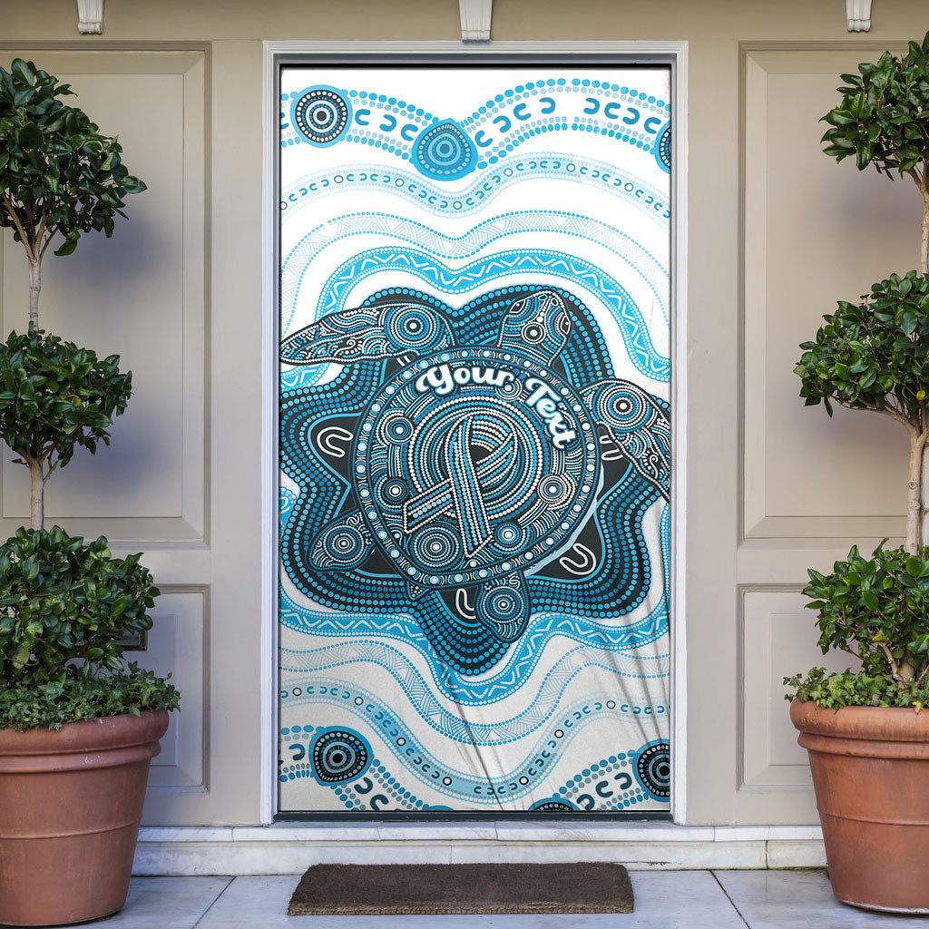 Personalised Prostate Cancer Support Door Cover Warrior Ribbon Turtle Dot Art Pattern
