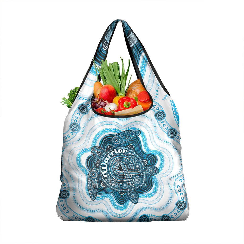 Prostate Cancer Support Grocery Bag Warrior Ribbon Turtle Dot Art Pattern