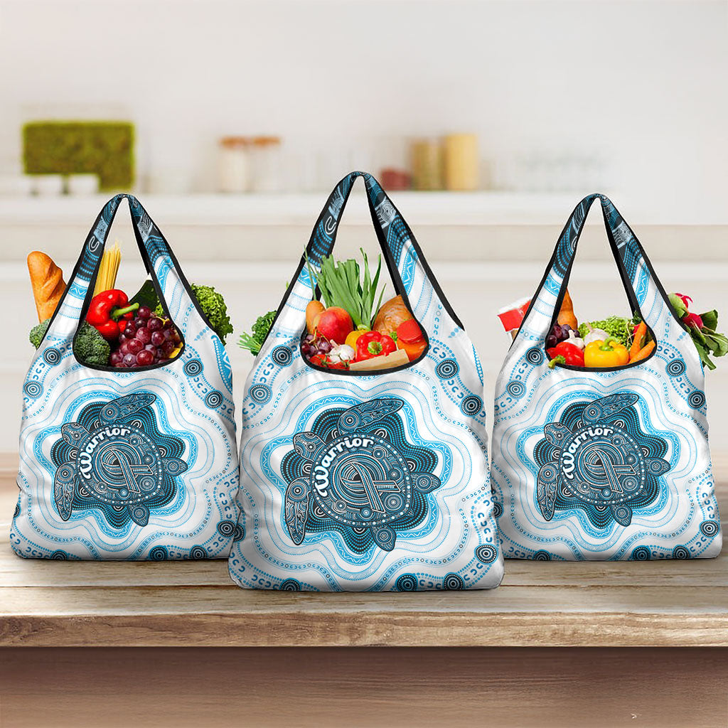 Prostate Cancer Support Grocery Bag Warrior Ribbon Turtle Dot Art Pattern