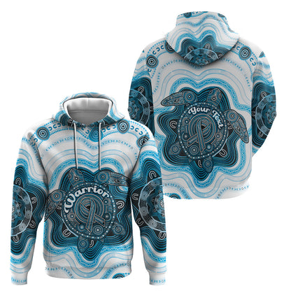 Personalised Prostate Cancer Support Hoodie Warrior Ribbon Turtle Dot Art Pattern
