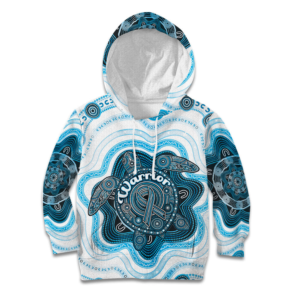 Personalised Prostate Cancer Support Kid Hoodie Warrior Ribbon Turtle Dot Art Pattern