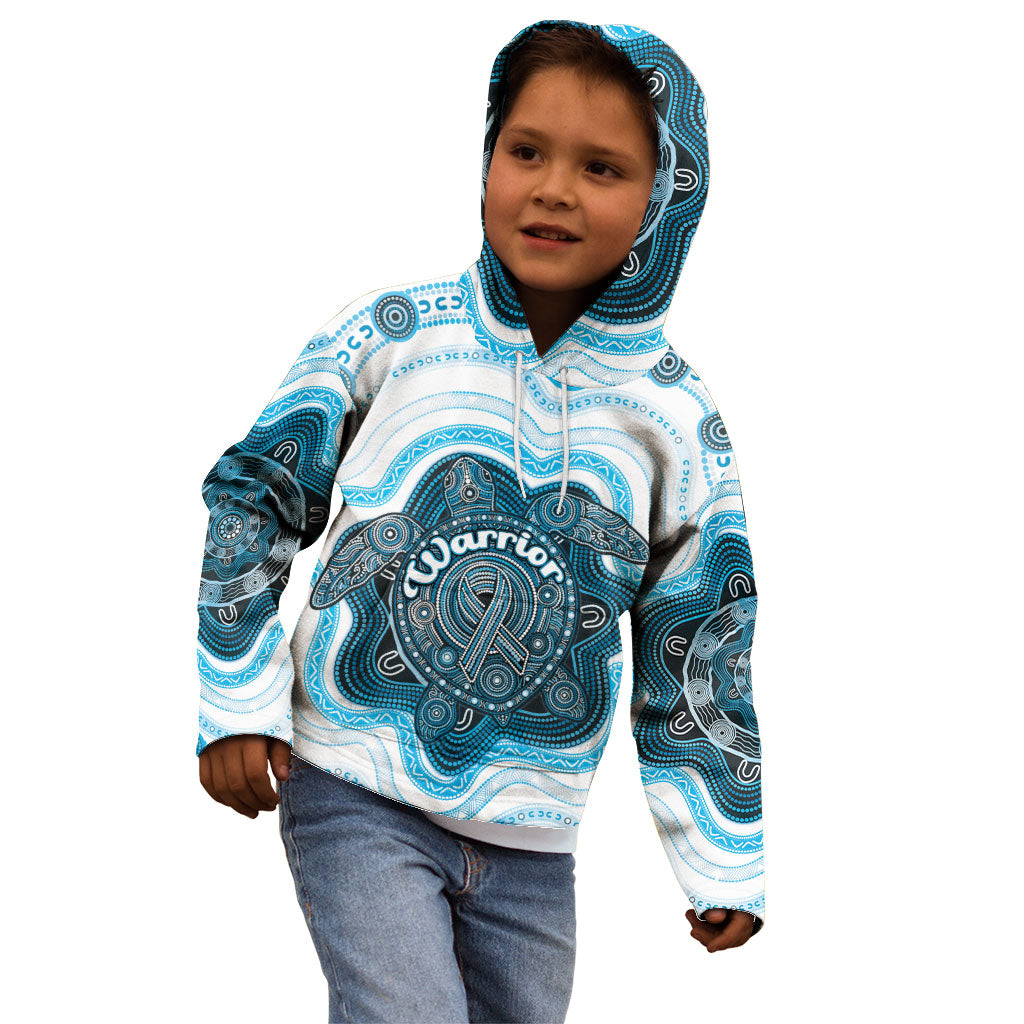 Personalised Prostate Cancer Support Kid Hoodie Warrior Ribbon Turtle Dot Art Pattern