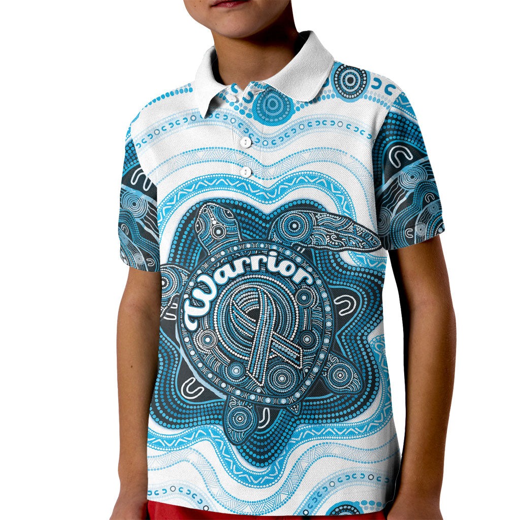 Personalised Prostate Cancer Support Kid Polo Shirt Warrior Ribbon Turtle Dot Art Pattern