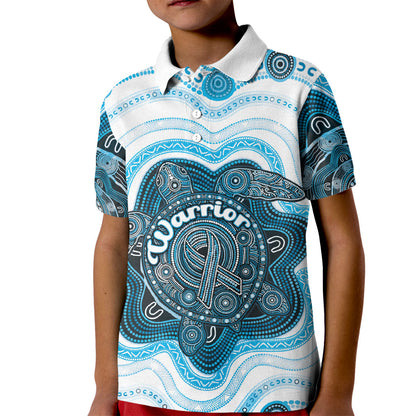 Personalised Prostate Cancer Support Kid Polo Shirt Warrior Ribbon Turtle Dot Art Pattern