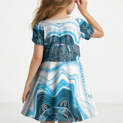 Personalised Prostate Cancer Support Kid Short Sleeve Dress Warrior Ribbon Turtle Dot Art Pattern