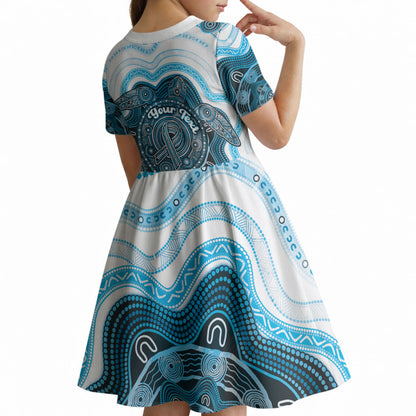 Personalised Prostate Cancer Support Kid Short Sleeve Dress Warrior Ribbon Turtle Dot Art Pattern