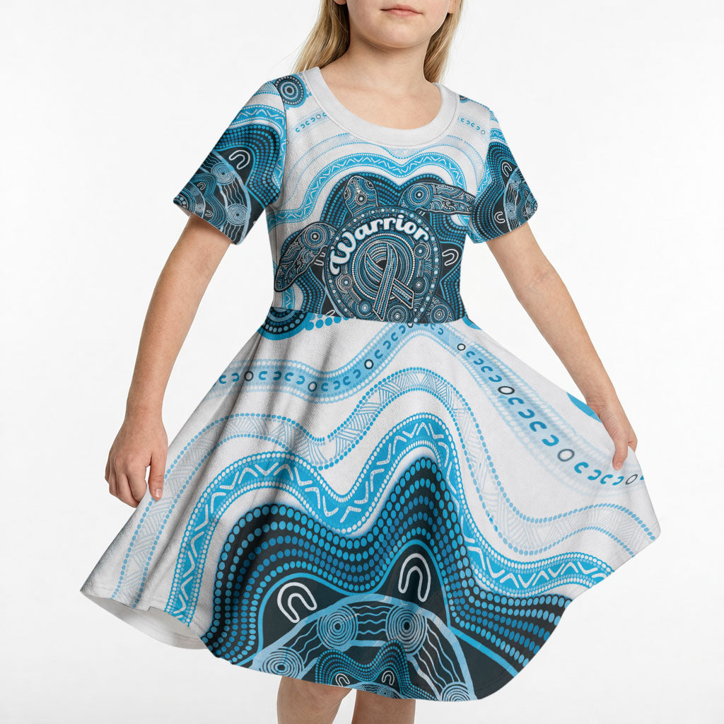 Personalised Prostate Cancer Support Kid Short Sleeve Dress Warrior Ribbon Turtle Dot Art Pattern