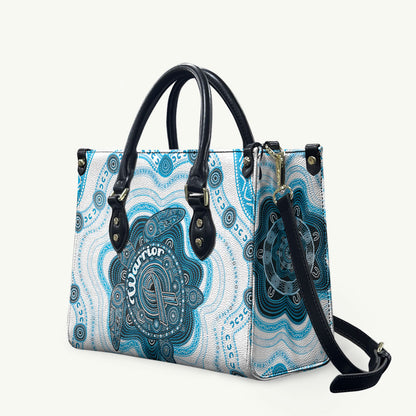 Prostate Cancer Support Leather Bag Warrior Ribbon Turtle Dot Art Pattern