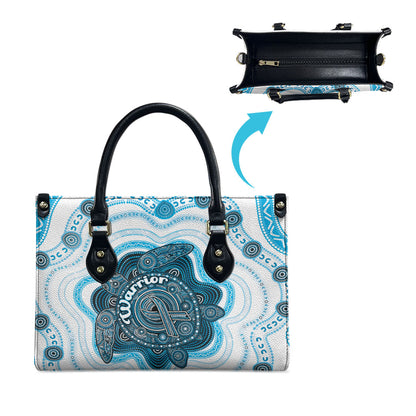 Prostate Cancer Support Leather Bag Warrior Ribbon Turtle Dot Art Pattern