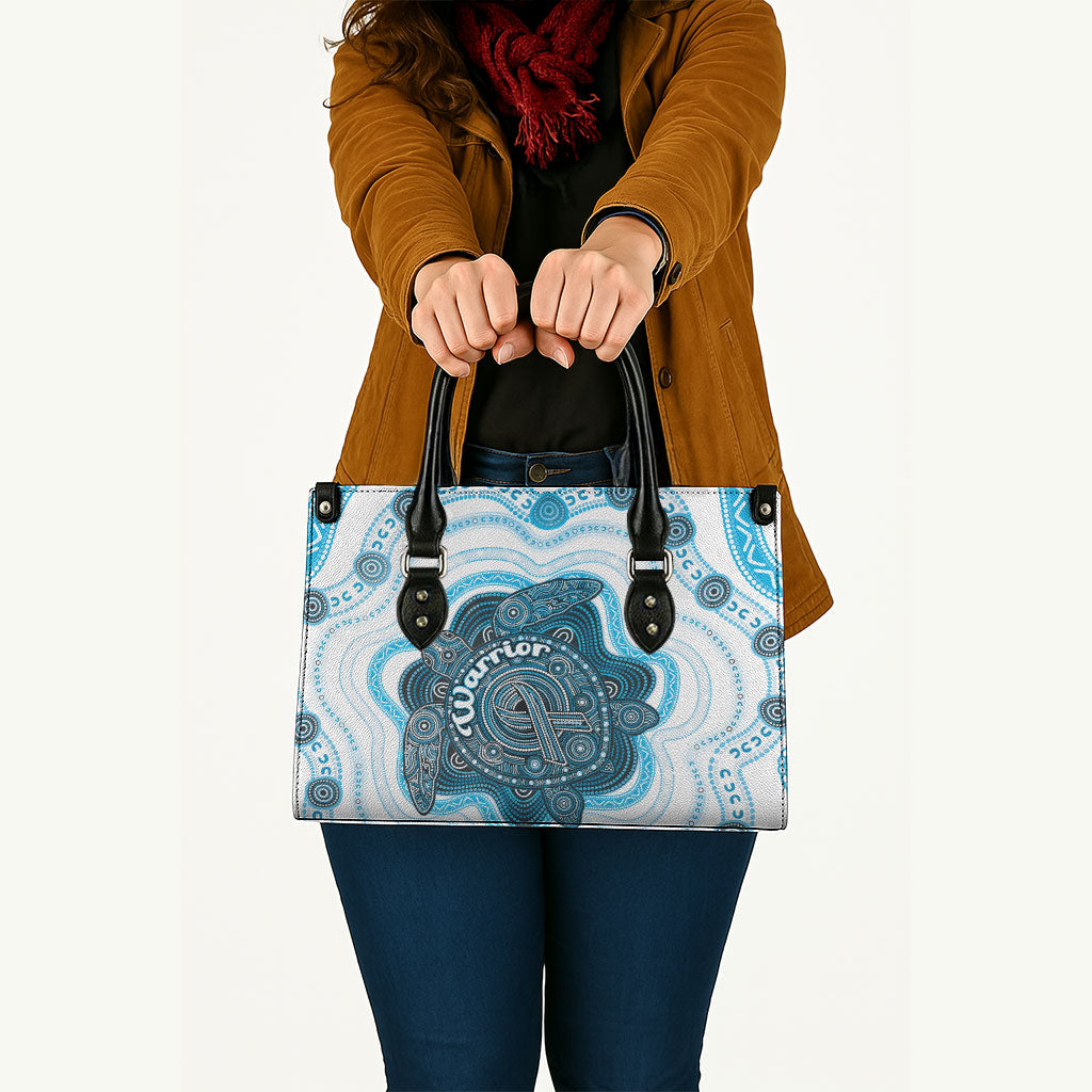 Prostate Cancer Support Leather Bag Warrior Ribbon Turtle Dot Art Pattern