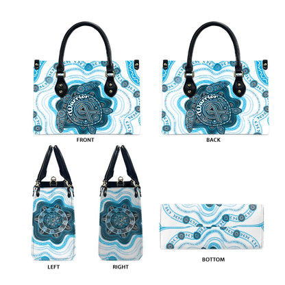Prostate Cancer Support Leather Bag Warrior Ribbon Turtle Dot Art Pattern