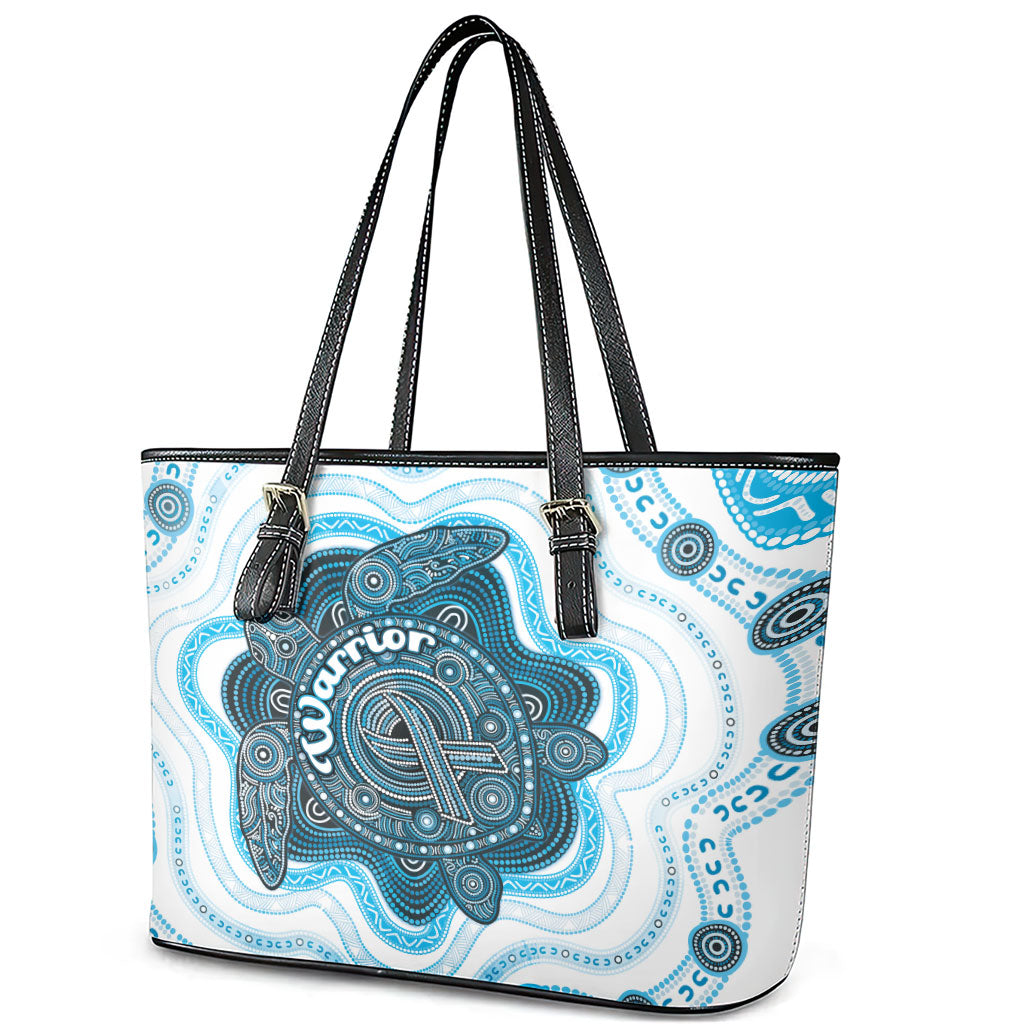 Prostate Cancer Support Leather Tote Bag Warrior Ribbon Turtle Dot Art Pattern