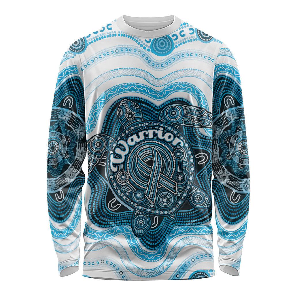 Personalised Prostate Cancer Support Long Sleeve Shirt Warrior Ribbon Turtle Dot Art Pattern