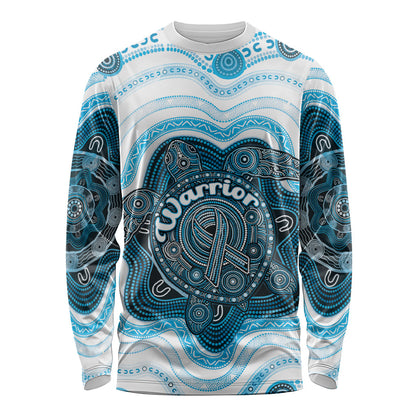 Personalised Prostate Cancer Support Long Sleeve Shirt Warrior Ribbon Turtle Dot Art Pattern
