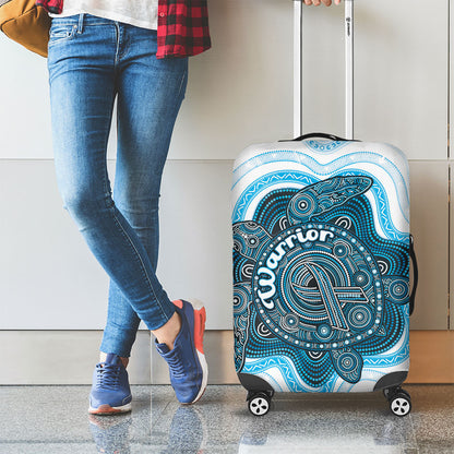 Prostate Cancer Support Luggage Cover Warrior Ribbon Turtle Dot Art Pattern