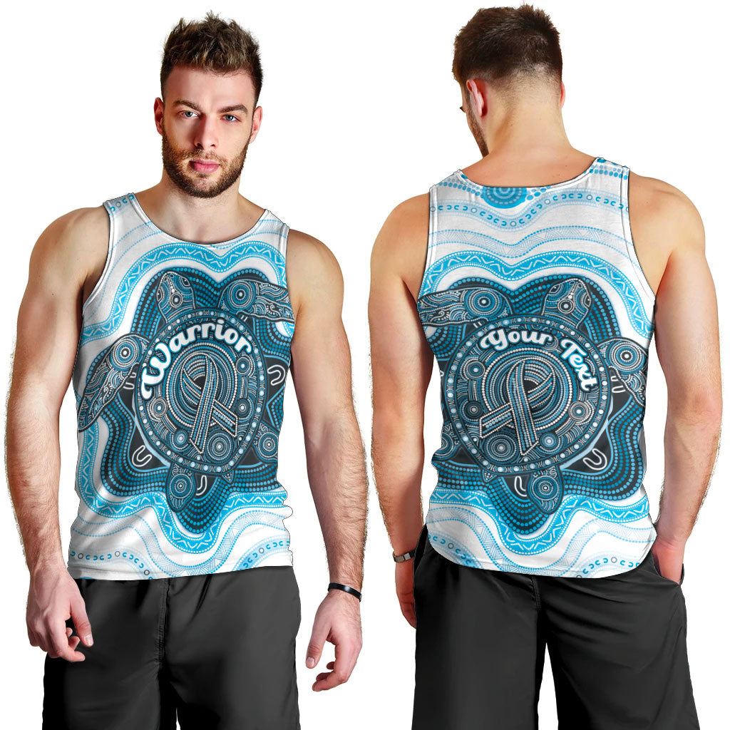 Personalised Prostate Cancer Support Men Tank Top Warrior Ribbon Turtle Dot Art Pattern