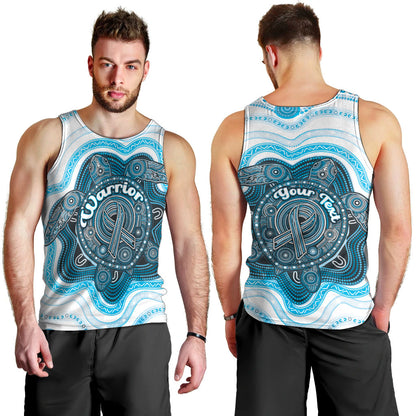Personalised Prostate Cancer Support Men Tank Top Warrior Ribbon Turtle Dot Art Pattern