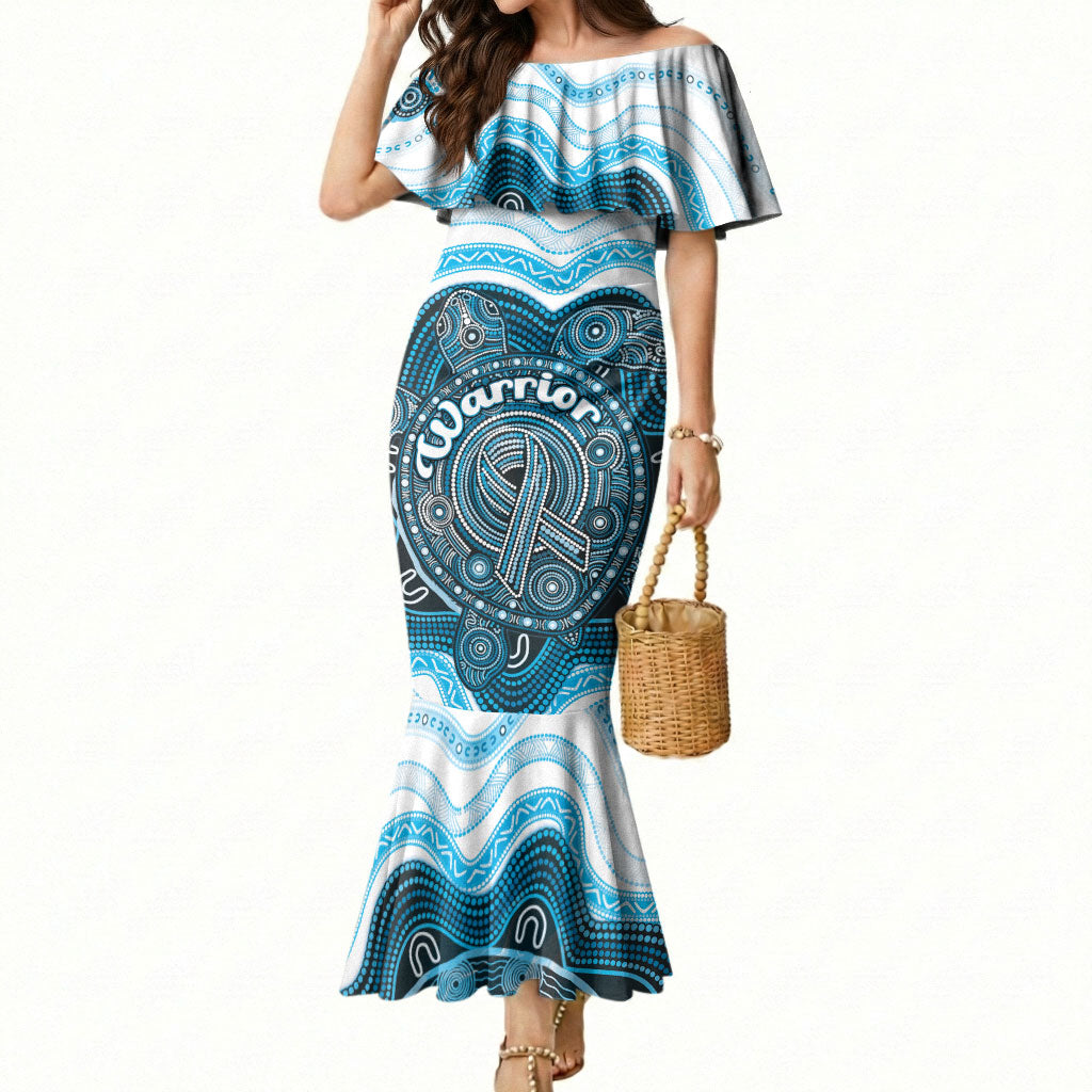 Personalised Prostate Cancer Support Mermaid Dress Warrior Ribbon Turtle Dot Art Pattern