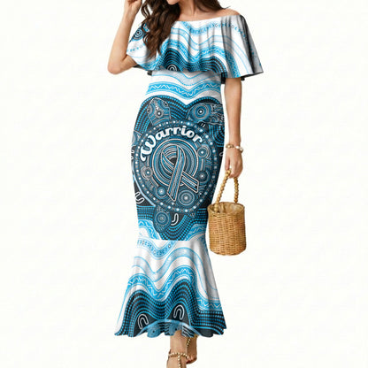 Personalised Prostate Cancer Support Mermaid Dress Warrior Ribbon Turtle Dot Art Pattern