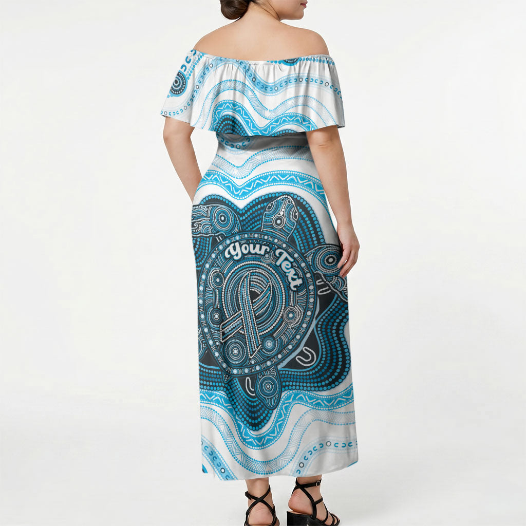 Personalised Prostate Cancer Support Off Shoulder Maxi Dress Warrior Ribbon Turtle Dot Art Pattern