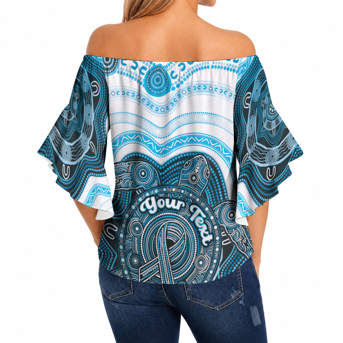 Personalised Prostate Cancer Support Off Shoulder Wrap Waist Top Warrior Ribbon Turtle Dot Art Pattern