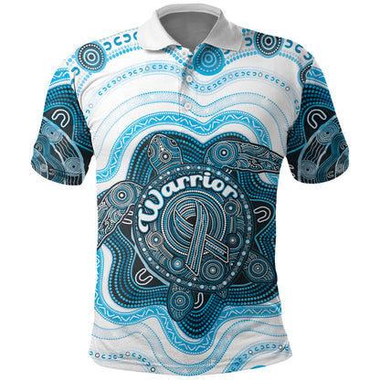 Personalised Prostate Cancer Support Polo Shirt Warrior Ribbon Turtle Dot Art Pattern