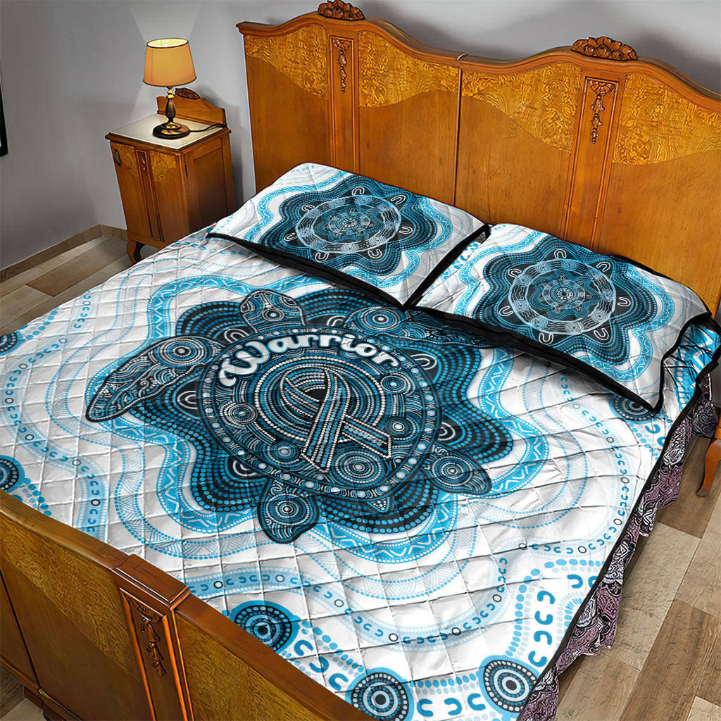 Prostate Cancer Support Quilt Bed Set Warrior Ribbon Turtle Dot Art Pattern