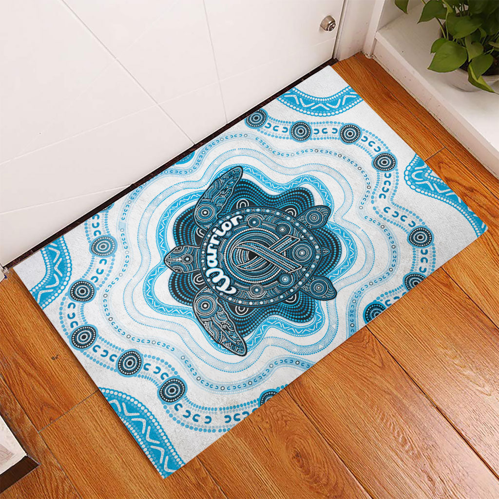 Prostate Cancer Support Rubber Doormat Warrior Ribbon Turtle Dot Art Pattern