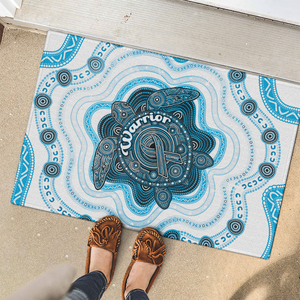 Prostate Cancer Support Rubber Doormat Warrior Ribbon Turtle Dot Art Pattern