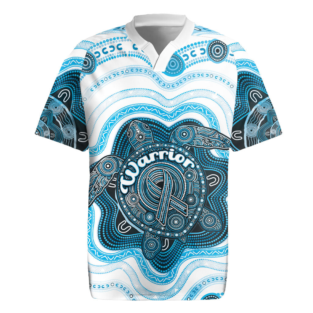 Personalised Prostate Cancer Support Rugby Jersey Warrior Ribbon Turtle Dot Art Pattern