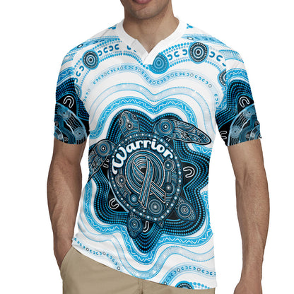 Personalised Prostate Cancer Support Rugby Jersey Warrior Ribbon Turtle Dot Art Pattern