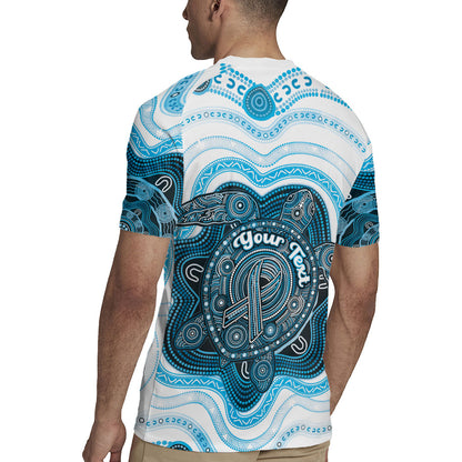 Personalised Prostate Cancer Support Rugby Jersey Warrior Ribbon Turtle Dot Art Pattern