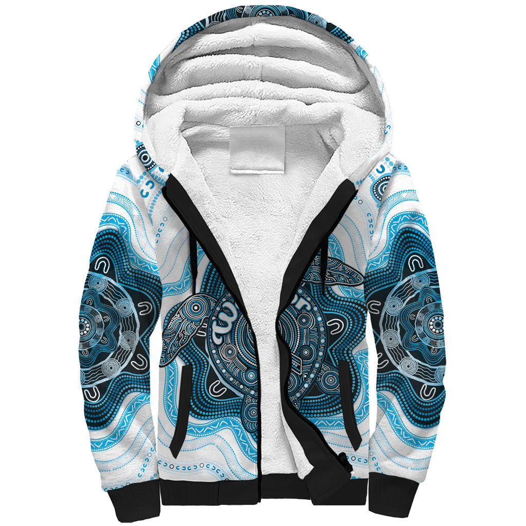 Personalised Prostate Cancer Support Sherpa Hoodie Warrior Ribbon Turtle Dot Art Pattern