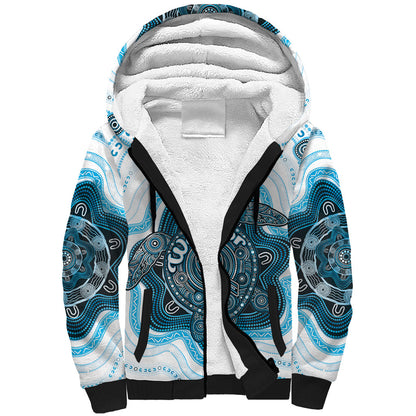 Personalised Prostate Cancer Support Sherpa Hoodie Warrior Ribbon Turtle Dot Art Pattern