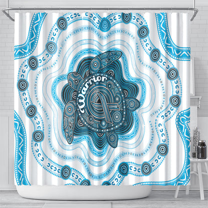 Prostate Cancer Support Shower Curtain Warrior Ribbon Turtle Dot Art Pattern