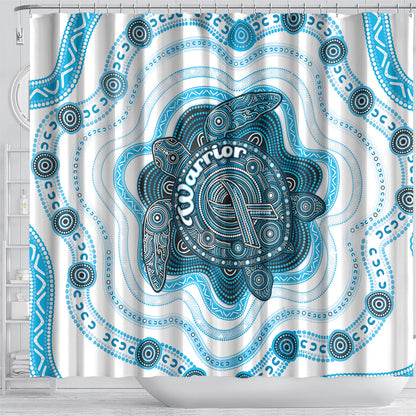 Prostate Cancer Support Shower Curtain Warrior Ribbon Turtle Dot Art Pattern