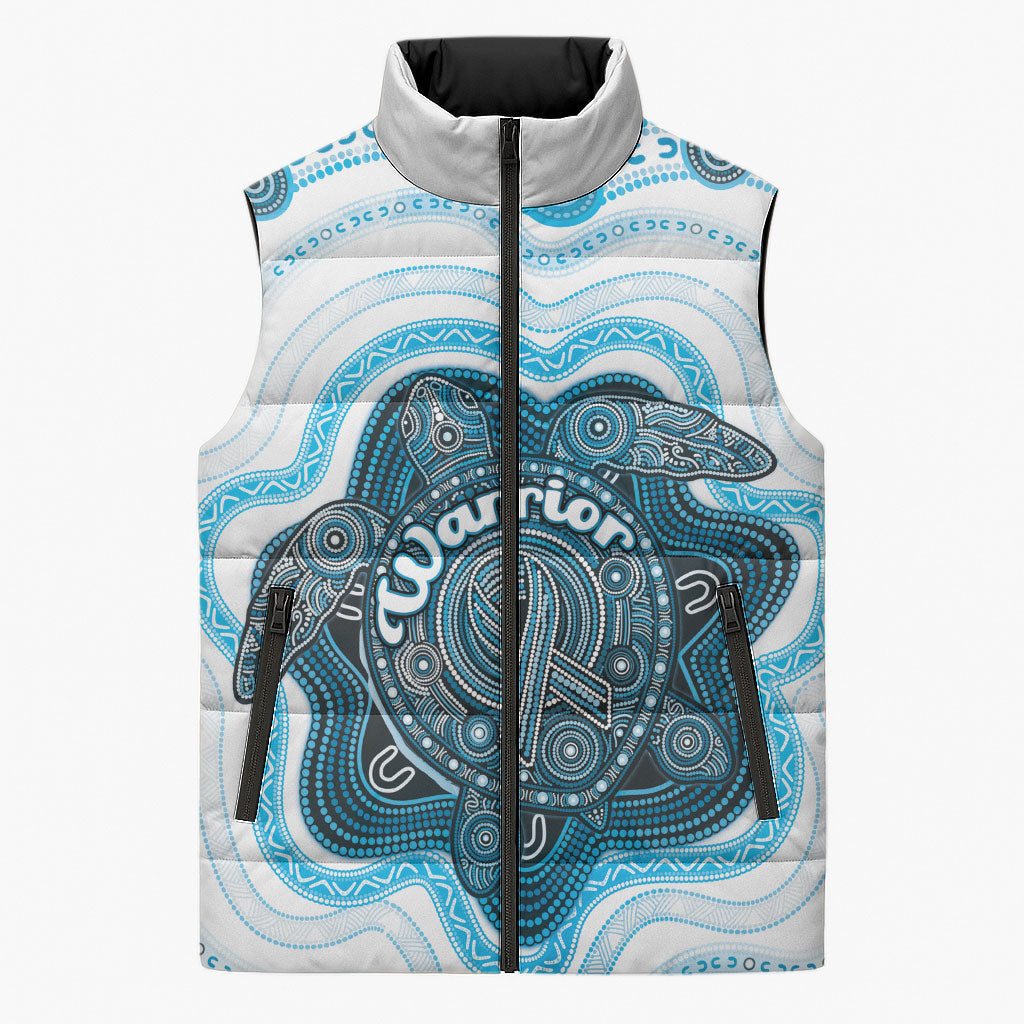 Personalised Prostate Cancer Support Sleeveless Puffer Jacket Warrior Ribbon Turtle Dot Art Pattern