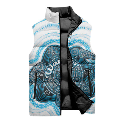 Personalised Prostate Cancer Support Sleeveless Puffer Jacket Warrior Ribbon Turtle Dot Art Pattern