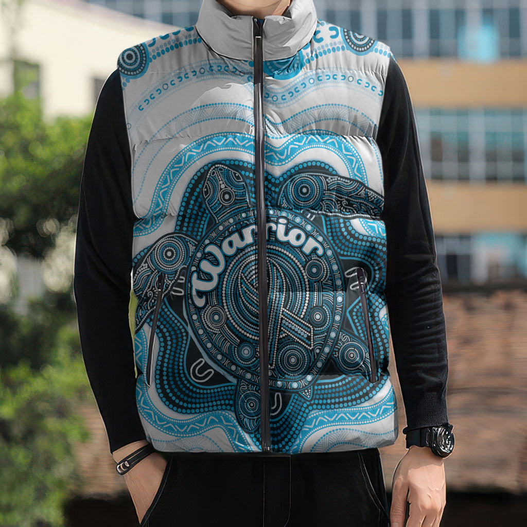 Personalised Prostate Cancer Support Sleeveless Puffer Jacket Warrior Ribbon Turtle Dot Art Pattern