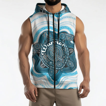 Personalised Prostate Cancer Support Sleeveless Zip Hoodie Warrior Ribbon Turtle Dot Art Pattern