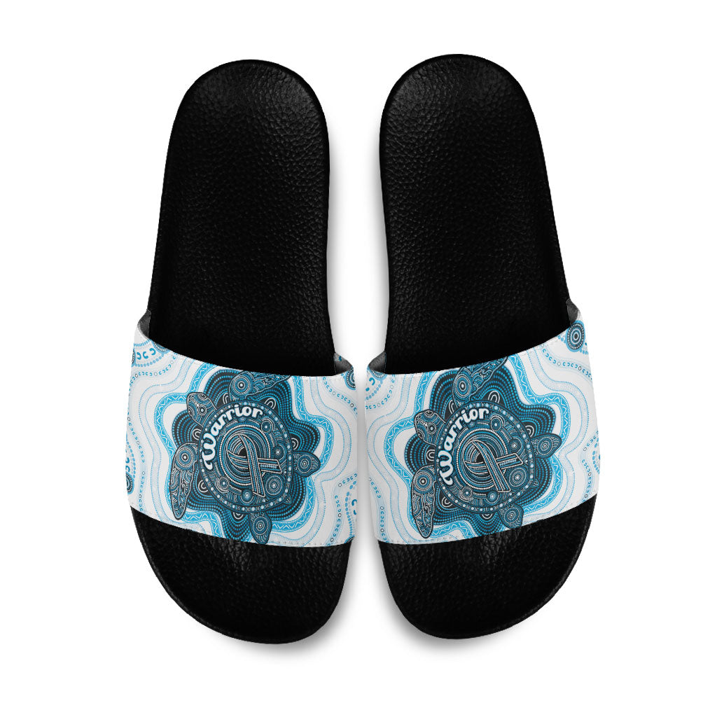 Prostate Cancer Support Slide Sandals Warrior Ribbon Turtle Dot Art Pattern