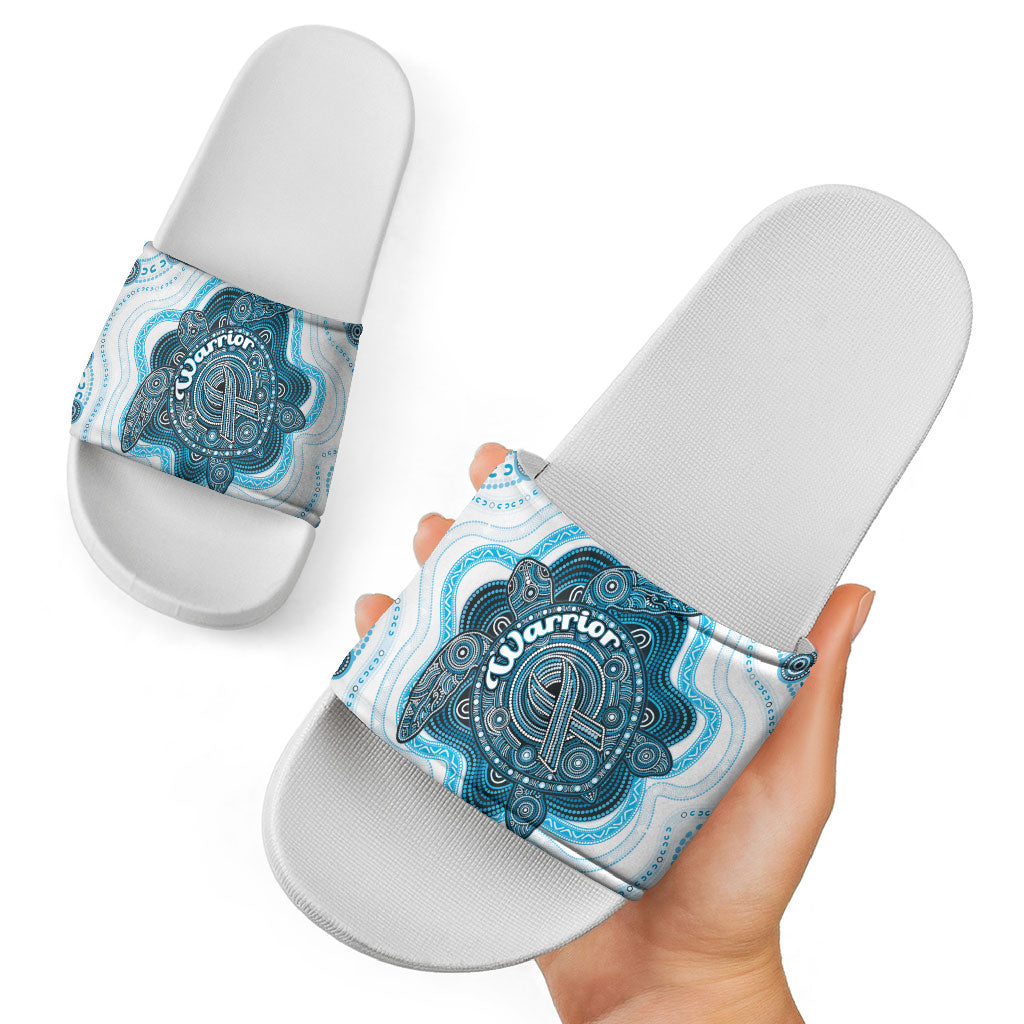 Prostate Cancer Support Slide Sandals Warrior Ribbon Turtle Dot Art Pattern
