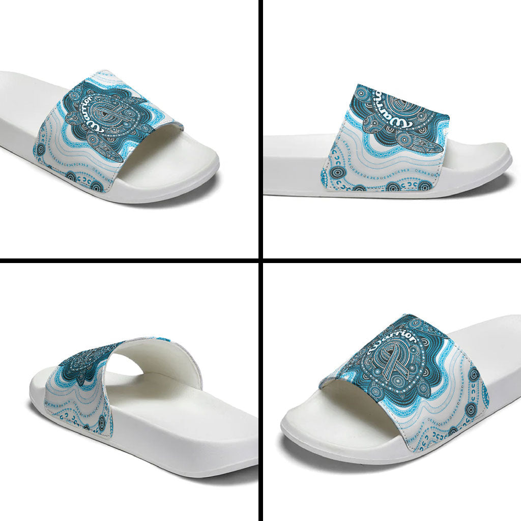 Prostate Cancer Support Slide Sandals Warrior Ribbon Turtle Dot Art Pattern