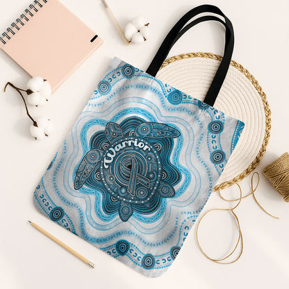 Prostate Cancer Support Tote Bag Warrior Ribbon Turtle Dot Art Pattern
