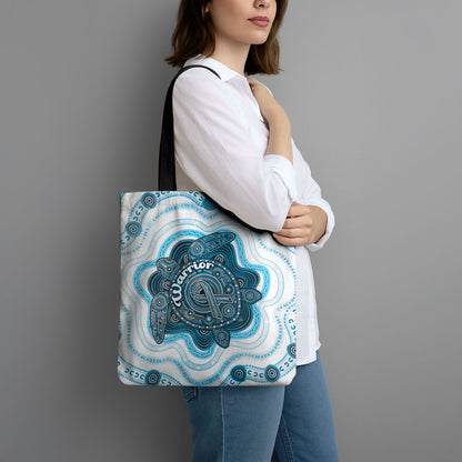 Prostate Cancer Support Tote Bag Warrior Ribbon Turtle Dot Art Pattern